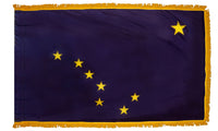 Alaska State Flag 4x6 ft. Nylon with Pole Sleeve and Gold Fringe for Parades, and Indoor Display
