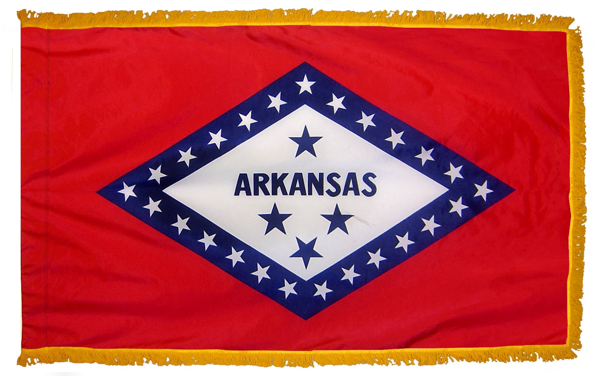 Arkansas State Flag Nylon with Pole Sleeve and Gold Fringe for Parades, and Indoor Display