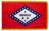 Arkansas State Flag 3x5 ft. Nylon with Pole Sleeve and Gold Fringe for Parades, and Indoor Display