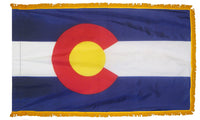 Colorado State Flag 4x6 ft. Nylon with Pole Sleeve and Gold Fringe for Parades, and Indoor Display