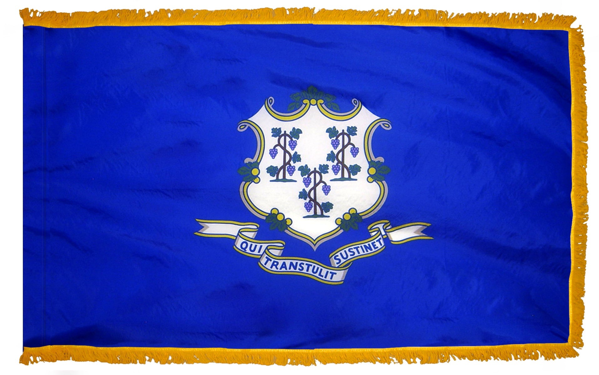 Connecticut State Flag Nylon with Pole Sleeve and Gold Fringe for Parades, and Indoor Display