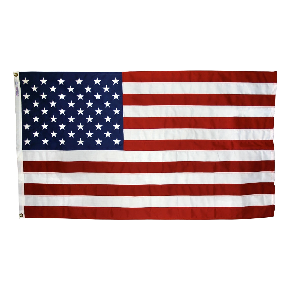 American Flag 2-1/ Tough-Tex , 100% Made in USA with Sewn Stripes, Embroidered Stars and Brass Grommets