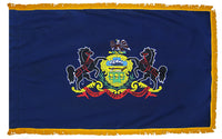 Pennsylvania State Flag 3x5 ft. Nylon with Pole Sleeve and Gold Fringe for Parades, and Indoor Display