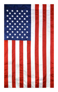 American Flag 2 ½ x 4 ft. Nylon SolarGuard Nyl-Glo , 100% Made in USA with Sewn Stripes, Embroidered Stars and Banner-Style Pole Sleeve.