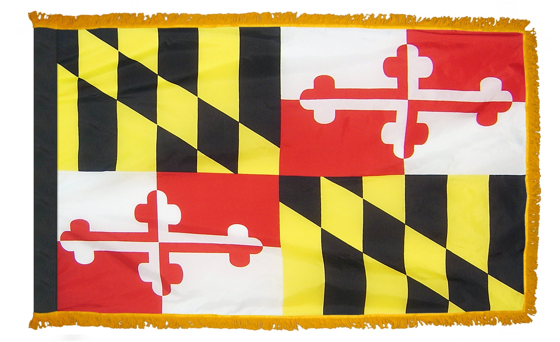Maryland State Flag Nylon with Pole Sleeve and Gold Fringe for Parades, and Indoor Display