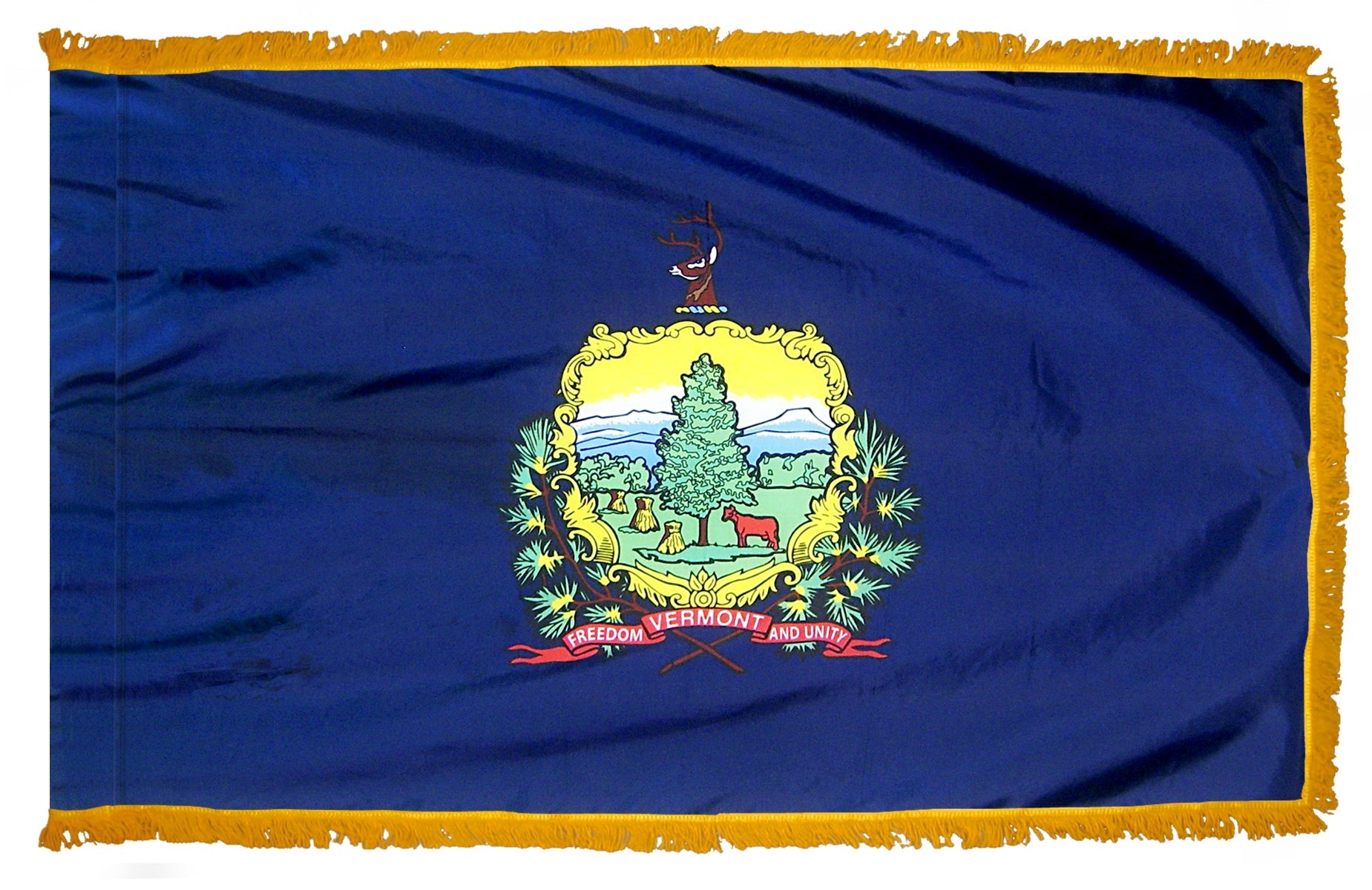 Vermont State Flag Nylon with Pole Sleeve and Gold Fringe for Parades, and Indoor Display