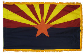 Arizona State Flag Nylon with Pole Sleeve and Gold Fringe for Parades, and Indoor Display