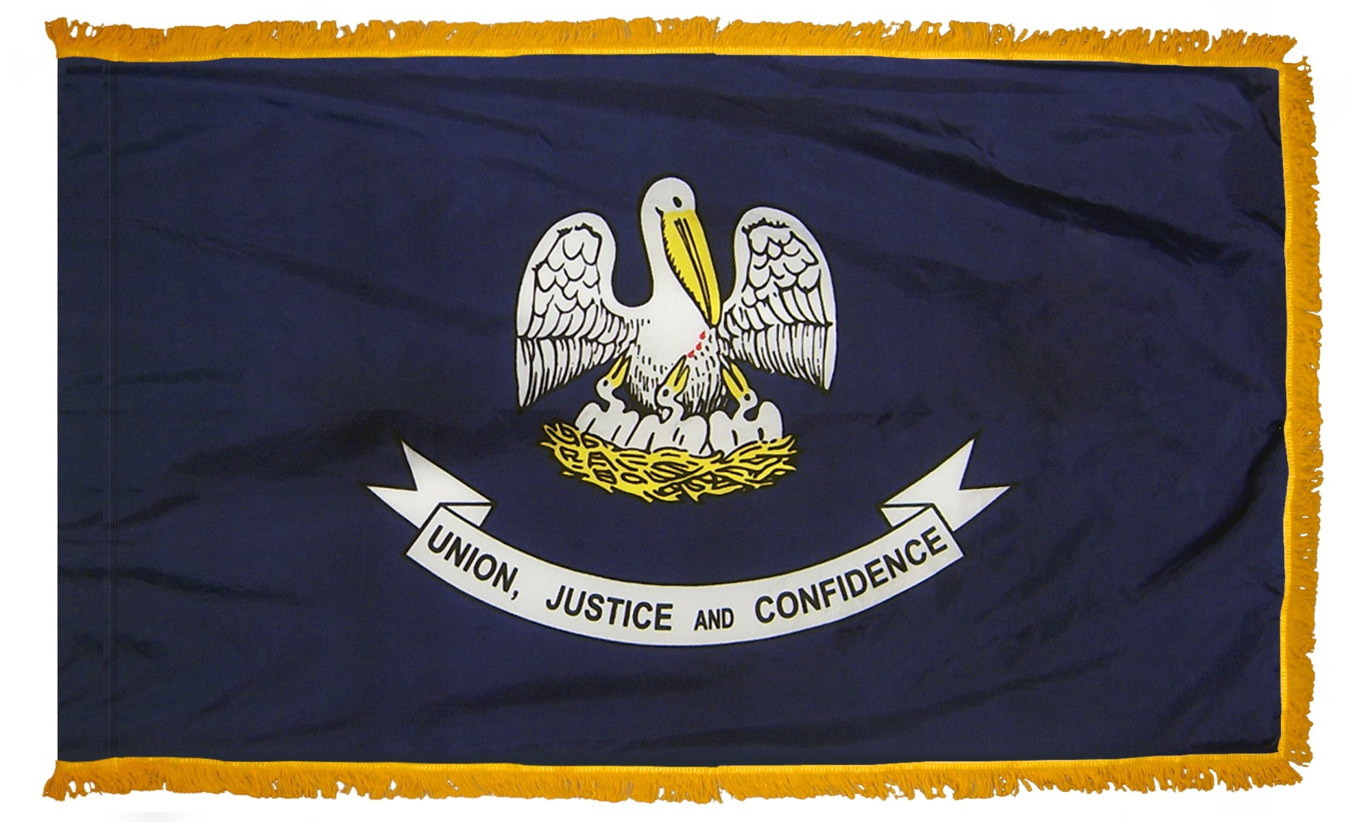 Louisiana State Flag Nylon with Pole Sleeve and Gold Fringe for Parades, and Indoor Display