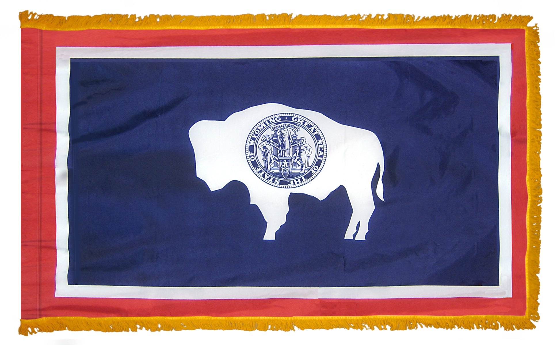 Wyoming State Flag Nylon with Pole Sleeve and Gold Fringe for Parades, and Indoor Display