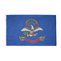 North Dakota State Flag 5x8 ft. Nylon SolarGuard Nyl-Glo 100% Made in USA to Official State Design Specifications.