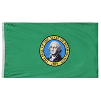 Washington State Flag 4x6 ft. Nylon SolarGuard Nyl-Glo 100% Made in USA to Official State Design Specifications.