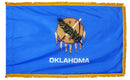 Oklahoma State Flag 4x6 ft. Nylon with Pole Sleeve and Gold Fringe for Parades, and Indoor Display