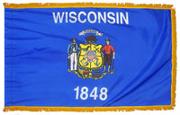Wisconsin State Flag 4x6 ft. Nylon with Pole Sleeve and Gold Fringe for Parades, and Indoor Display