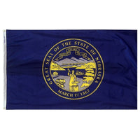Nebraska State Flag 5x8 ft. Nylon SolarGuard Nyl-Glo 100% Made in USA to Official State Design Specifications.