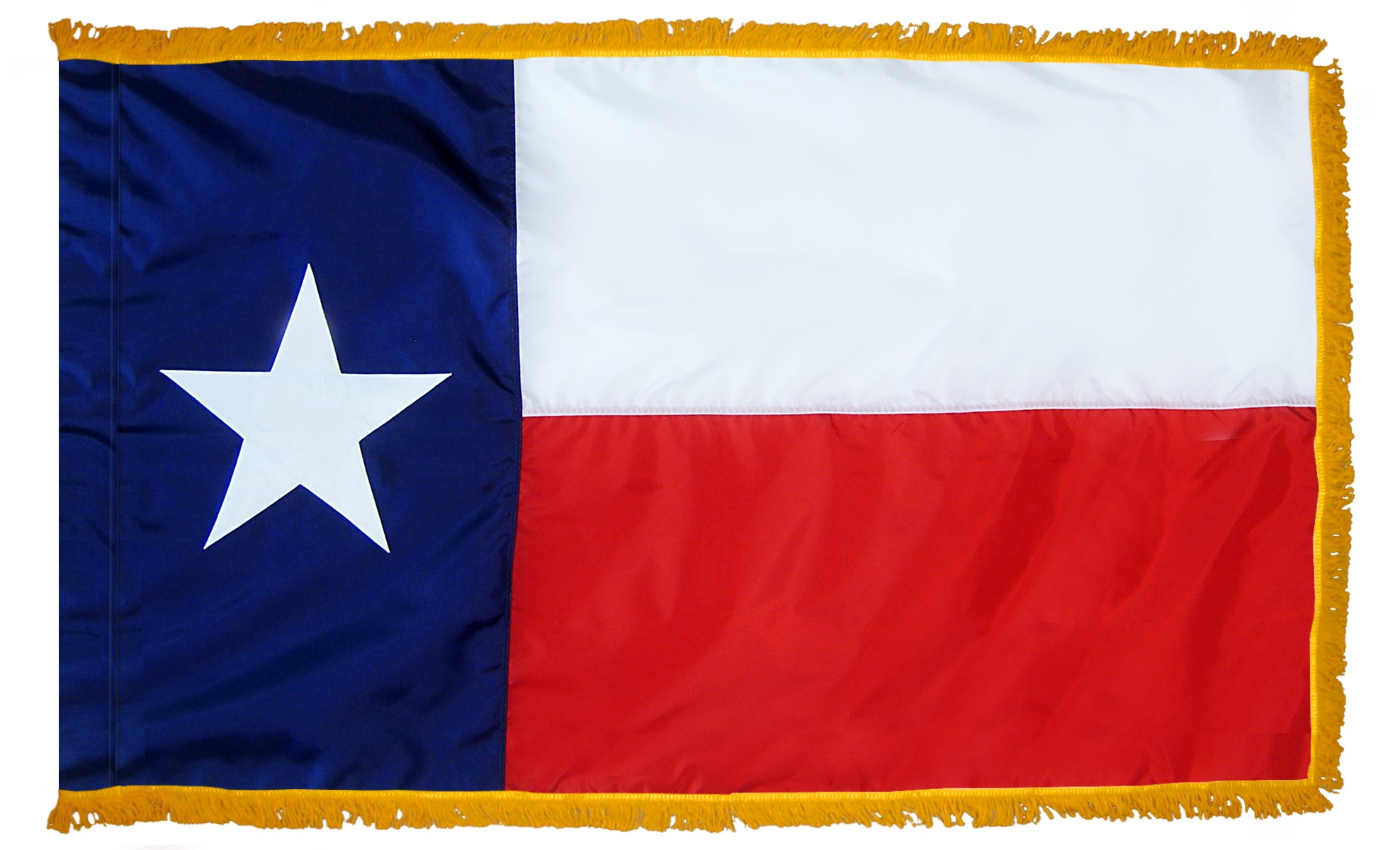 Texas State Flag Nylon with Pole Sleeve and Gold Fringe for Parades, and Indoor Display
