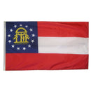 Georgia State Flag 4x6 ft. Nylon SolarGuard Nyl-Glo 100% Made in USA to Official State Design Specifications.