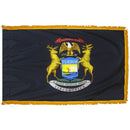 Michigan State Flag 4x6 ft. Nylon with Pole Sleeve and Gold Fringe for Parades, and Indoor Display