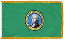 Washington State Flag 4x6 ft. Nylon with Pole Sleeve and Gold Fringe for Parades, and Indoor Display