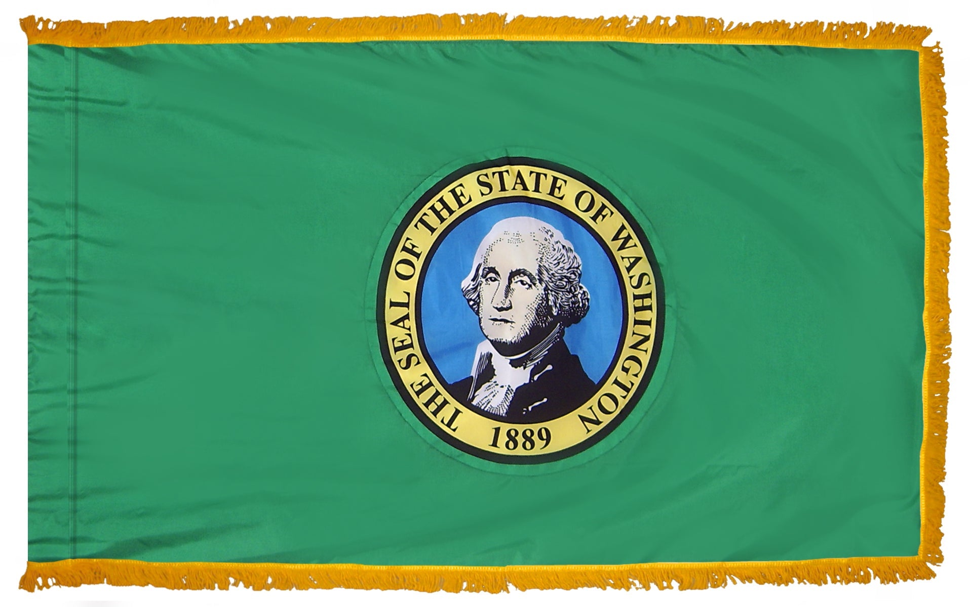 Washington State Flag Nylon with Pole Sleeve and Gold Fringe for Parades, and Indoor Display