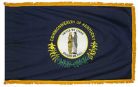 Kentucky State Flag 4x6 ft. Nylon with Pole Sleeve and Gold Fringe for Parades, and Indoor Display