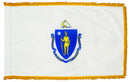 Massachusetts State Flag 4x6 ft. Nylon with Pole Sleeve and Gold Fringe for Parades, and Indoor Display