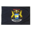Michigan State Flag 3x5 ft. Nylon SolarGuard Nyl-Glo 100% Made in USA to Official State Design Specifications.
