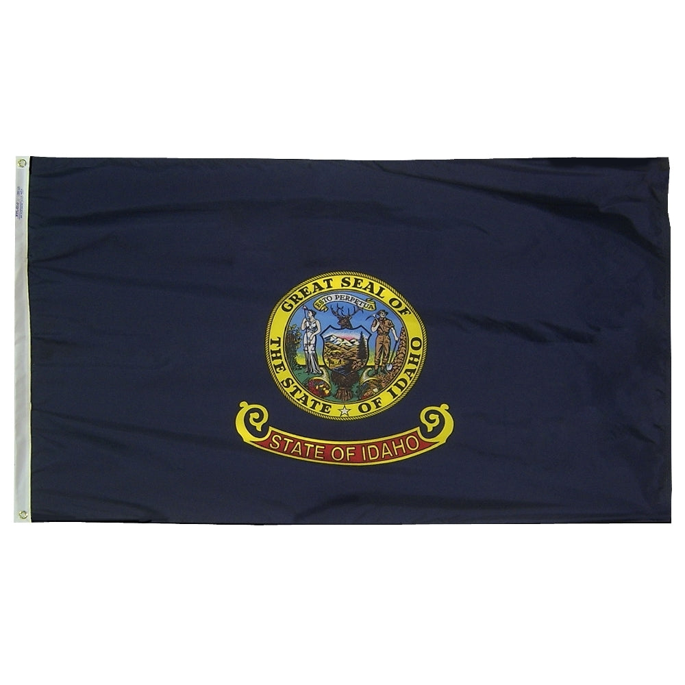 Idaho State Flag 3x5 ft. Nylon SolarGuard Nyl-Glo 100% Made in USA to Official State Design Specifications.