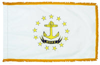 Rhode Island State Flag 3x5 ft. Nylon with Pole Sleeve and Gold Fringe for Parades, and Indoor Display