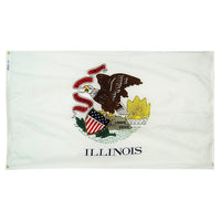 Illinois State Flag 3x5 ft. Nylon SolarGuard Nyl-Glo 100% Made in USA to Official State Design Specifications.