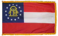 Georgia State Flag 3x5 ft. Nylon with Pole Sleeve and Gold Fringe for Parades, and Indoor Display