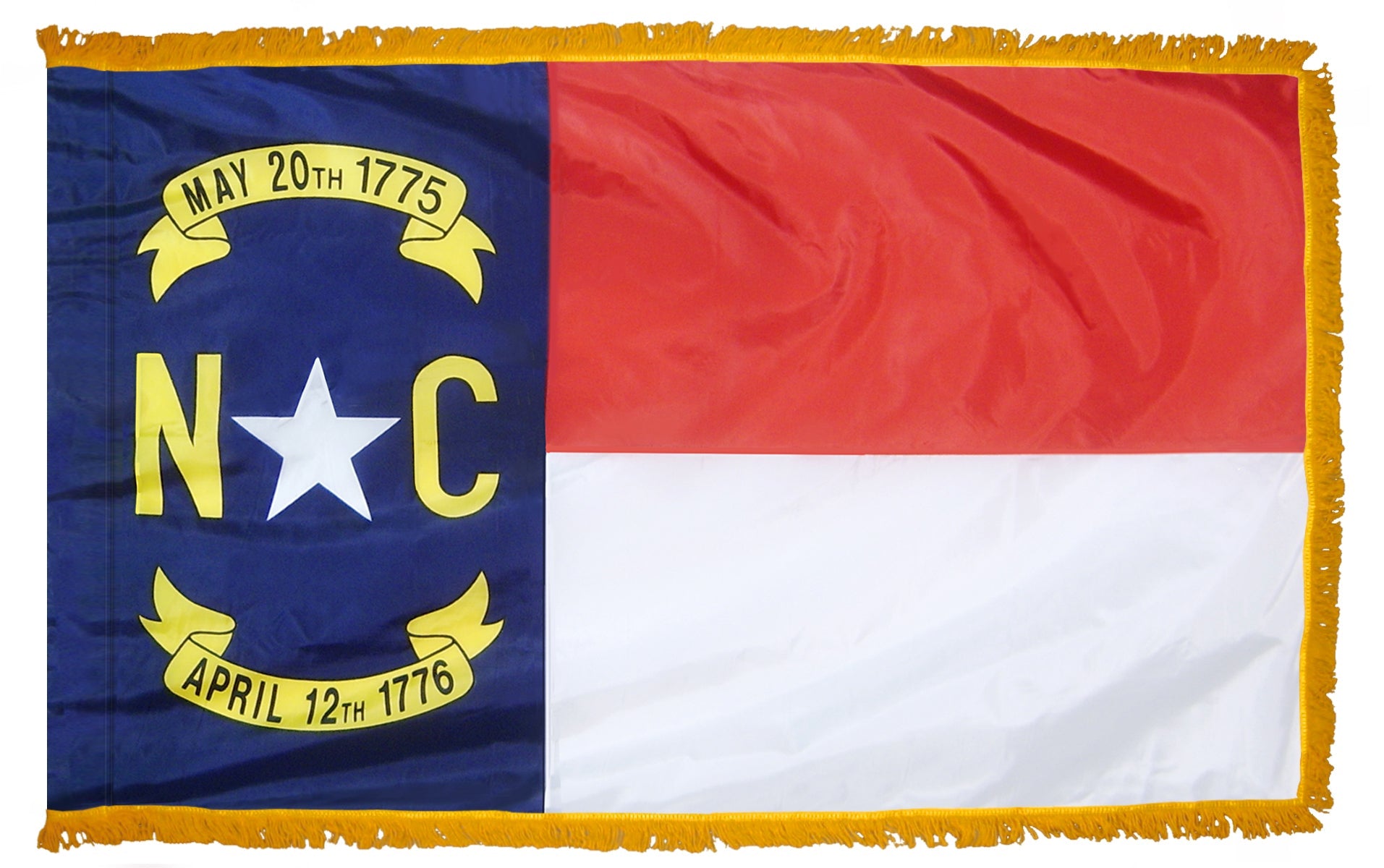 North Carolina State Flag Nylon with Pole Sleeve and Gold Fringe for Parades, and Indoor Display