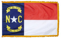 North Carolina State Flag 4x6 ft. Nylon with Pole Sleeve and Gold Fringe for Parades, and Indoor Display