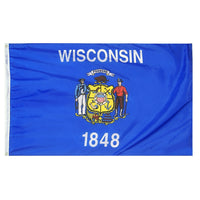 Wisconsin State Flag 2x3 ft. Nylon SolarGuard Nyl-Glo 100% Made in USA to Official State Design Specifications.
