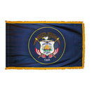 Utah State Flag 3x5 ft. Nylon with Pole Sleeve and Gold Fringe for Parades, and Indoor Display