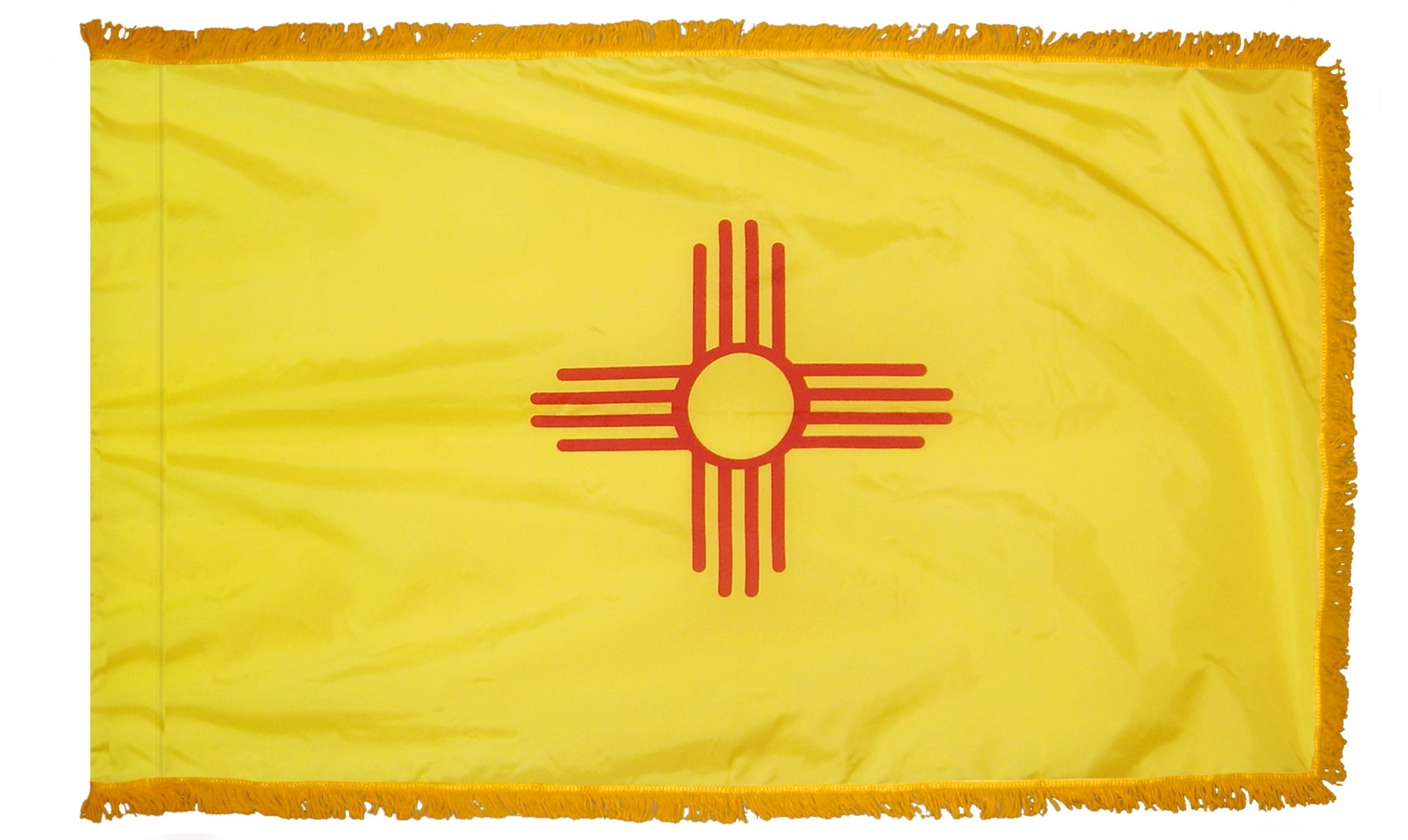 New Mexico State Flag Nylon with Pole Sleeve and Gold Fringe for Parades, and Indoor Display