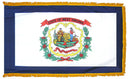 West Virginia State Flag 4x6 ft. Nylon with Pole Sleeve and Gold Fringe for Parades, and Indoor Display