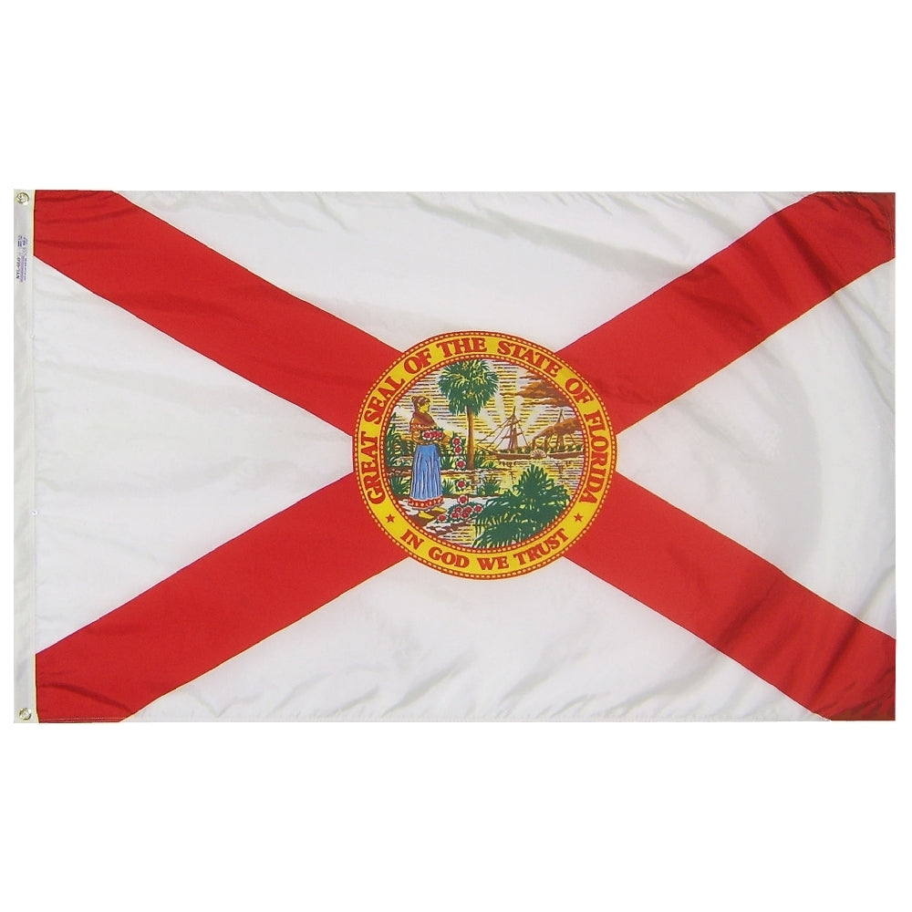 Florida State Flag 4x6 ft. Nylon SolarGuard Nyl-Glo 100% Made in USA to Official State Design Specifications.