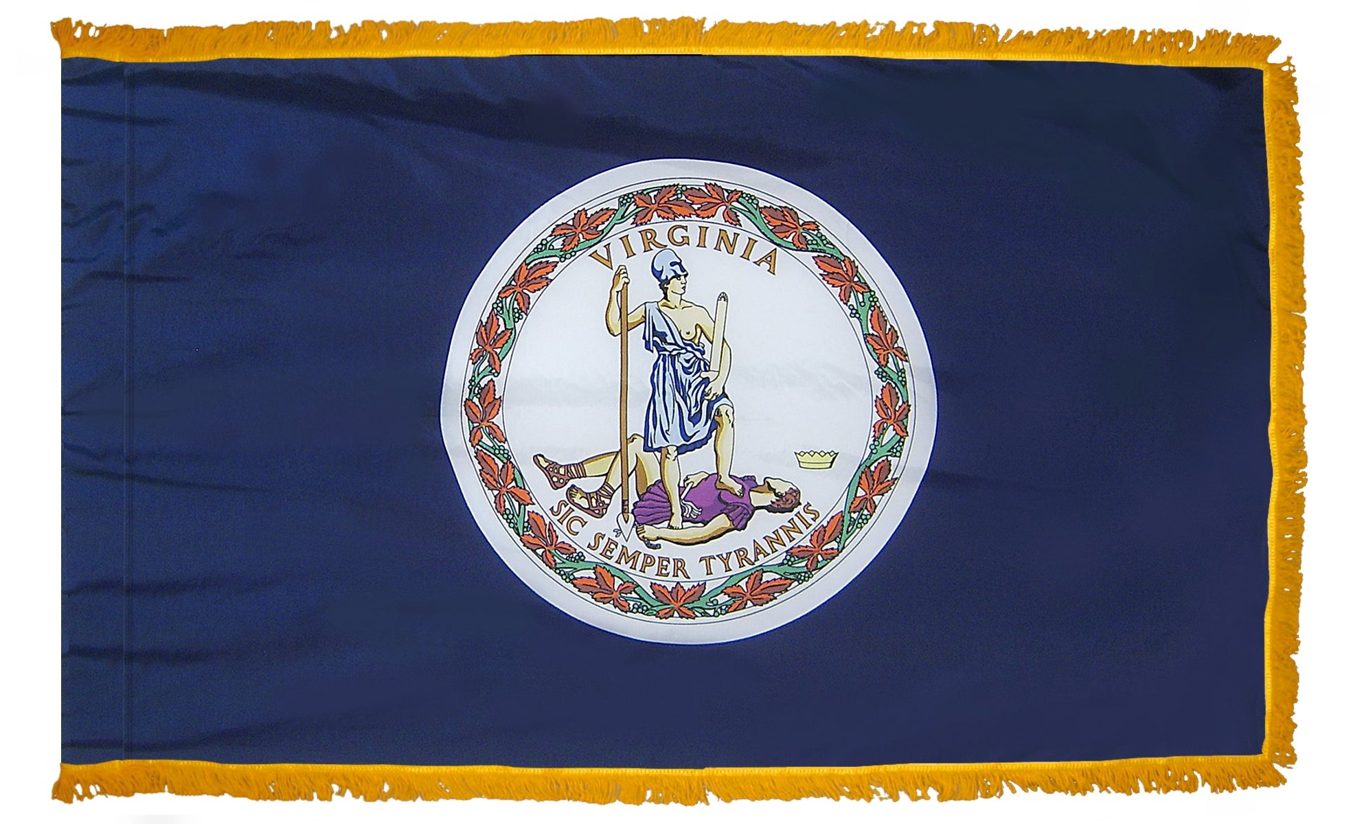 Virginia State Flag Nylon with Pole Sleeve and Gold Fringe for Parades, and Indoor Display