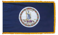Virginia State Flag 3x5 ft. Nylon with Pole Sleeve and Gold Fringe for Parades, and Indoor Display