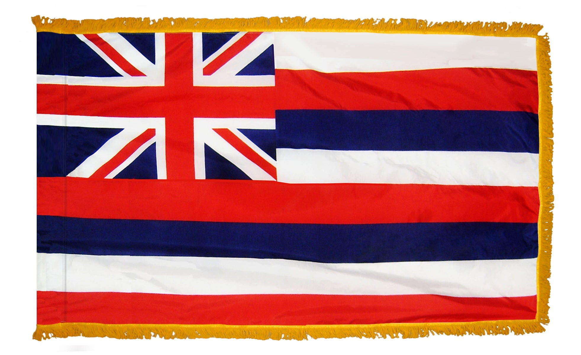 Hawaii State Flag Nylon with Pole Sleeve and Gold Fringe for Parades, and Indoor Display