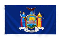 New York State Flag 4x6 ft. Nylon SolarGuard Nyl-Glo 100% Made in USA to Official State Design Specifications.