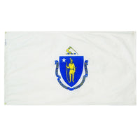 Massachusetts State Flag 3x5 ft. Nylon SolarGuard Nyl-Glo 100% Made in USA to Official State Design Specifications.